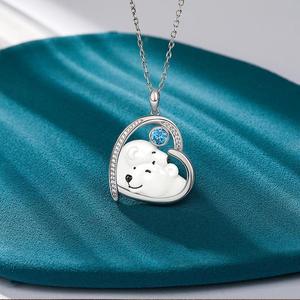 Collier personnalisé Jeulia avec pierre de naissance, motif cœur et ours polaire - Product Image 4