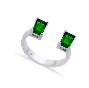 แหวนเงินแท้ 925 ดีไซน์ทรงสี่เหลี่ยมมรกต ประดับเพชรซิคอน ปรับขนาดได้ แหวนแต่งงานสุดหรู ทันสมัย ทำด้วยมืออย่างประณีต - Product Image 3