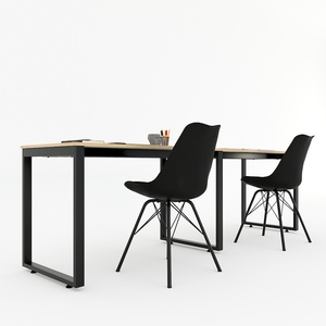 HBRT050 Minimalist Rectangular Cluster Table for 2 240x60cm Plywood Steel Melamine Wood Computer Office Furniture for <b>Study</b> - Product Image 4