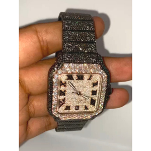 Luxury 2024 Square Antique Mechanical Diamond <b>Watch</b> Stainless Steel VVS Moissanite Full Iced Chronograph Business Hip Hop - Product Image 5
