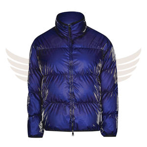 Chaqueta acolchada de invierno sostenible 2025 personalizada para hombre, cuello levantado, burbuja acolchada, resistente al agua, transpirable, posición frontal del logotipo - Product Image 1