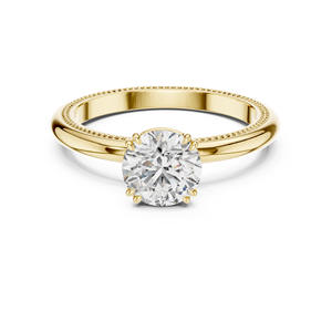 Bague de fiançailles et de mariage en diamant rond de 1 carat cultivé en laboratoire, or jaune/blanc/rose 14 carats, tendance - Product Image 1