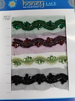 Dentelle de tulle perlée brodée florale colorée écologique, style luxueux et élégant, motifs détaillés, en dentelle de miel exquise