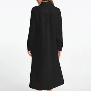 Women's Linen Button Down Shirt Dress Organic Cotton Casual Dresses Long Sleeve One-piece Shirts Skirts For Women