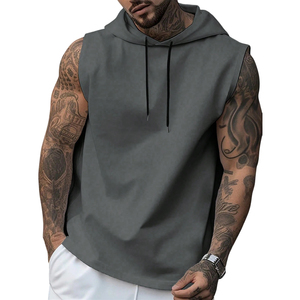 Conception de logo personnalisé gilet sans manches musculaire grande taille chemise à capuche débardeur Fitness décontracté sport Gym vêtements d'extérieur hommes débardeurs - Product Image 2