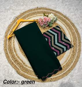 Nouveau créateur de lancement Georgette lisse avec broderie et sari de travail de séquence pour les femmes - Product Image 3