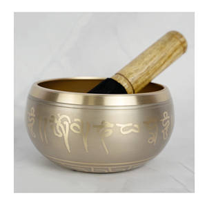 ชามสำหรับร้องเพลงแบบธิเบตทรงกลมทำจากทองเหลืองแท้มาใหม่ชามสำหรับวางสวดมนต์จักระพร้อมเบาะ - Product Image 4