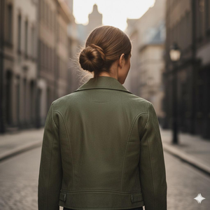 Chaqueta de Cuero Gamuza Genuina para Mujer, Estilo Camionero, para Fiesta/Club, Diseño Urbano/Vintage - Product Image 2