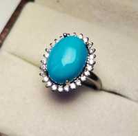 Bijou de Mariage Victorien Élégant en Argent Sterling 925 Plaqué Or avec Zircon Cubique Turquoise Forme Gemme, Sertissage Clos, Fait Main, Fin et Raffiné