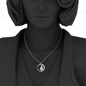 Haute qualité solide 925 argent 32mm rond avec chat Animal blanc Semi montage pendentif à breloque réglage résine et cendres souvenir bijoux - Product Image 6