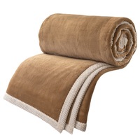 Manta Decorativa de Franela Bordada para Cama, Sofá, Oficina, para Todas las Estaciones, Personalizada, de Color Puro