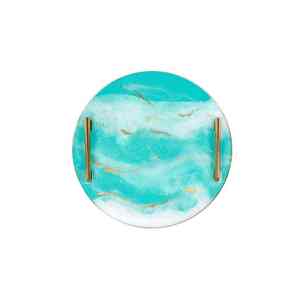 Handcrafted <b>Round</b> Resin Wood <b>Tray</b> Decorative Serving Plate for Home for Snacks Desserts Fruits Foods Spoon Quality Metal <b>Tray</b> - Product Image 2