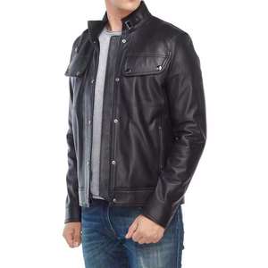 Chaqueta de cuero de invierno de nuevo diseño interior cálido Chaqueta de cuero de piel de cordero auténtica para hombre Chaqueta de cuero de piel ajustada - Product Image 3