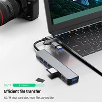 Hub USB 3.0 8 ports avec lecteur de carte SD/TF, prise audio 3,5 mm, station d'accueil Type-C, construction en alliage d'aluminium