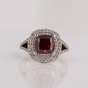 Custom Pink <b>Cushion</b> Cut Lab Grown Diamond Double Halo 14KT Solid Gold Jewelry Latest Design Bling Engagement Ring for Girl - Product Image 2