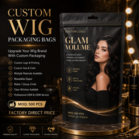 Sac d'emballage personnalisé de luxe pour extensions de cheveux, fermeture éclair à trois côtés, pochette de rangement en plastique haut de gamme imprimée sur mesure