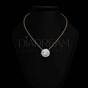 Fine Jewelry Collier pour femme avec pendentif rond en argent sterling 925 avec halo de diamant cultivé Leb pour fiançailles ou mariage - Product Image 2