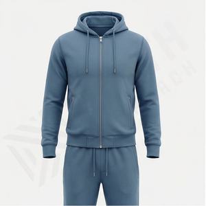 Ensemble de survêtement pour homme de marque haut de gamme, uni, personnalisé, deux pièces, en coton, avec logo, pour le sport, la salle de sport, les vêtements de sport - Product Image 1