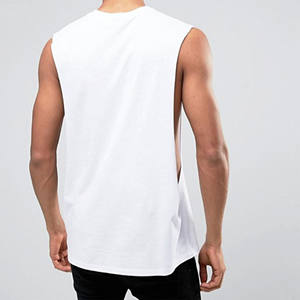 Wholesale <b>Men</b> Drop Armhole Deep Cut Ribbed Tank Top White Sleeveless <b>Gym</b> Muscle Shirt Cut-off Workout Fitness <b>Vest</b> - Product Image 2