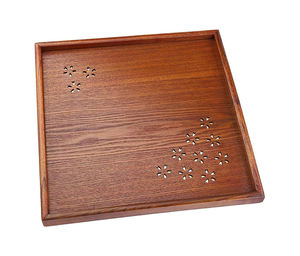 Royal Collection Bandeja redonda de madera y metal con asa Bandeja de servicio de madera más vendida Venta al por mayor Servicio de comida de madera natural - Product Image 5