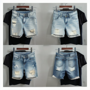 กางเกงยีนส์สำหรับผู้ชายกางเกงขาสั้นผ้ายีนส์เอวกลางติดกระดุมแห้งเร็วเหมาะกับฤดูร้อนแบบสั่งตัด - Product Image 2