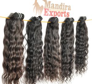 Vente en gros d'extensions de cheveux humains 100% naturels bruts vierges de haute qualité noirs ondulés indiens à cuticules alignées - Product Image 2