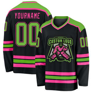 Jersey de Hockey sobre Hielo para Hombre OEM, Negro Multicolor, Logotipo Personalizado, Uniforme de Equipo con Tinte Completo, Malla Transpirable de Poliéster, Directo de Fábrica - Product Image 1