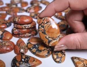 Cabujón de Jaspe Maligano Natural, Piedra Preciosa Suelta para Joyería, Cabujón de Diseño - Product Image 1