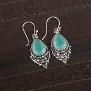 Pendientes de Perlas de Calcedonia Aqua en Forma de Gota, Hechos a Mano, Chapados en Oro, Joyería de Plata de Ley, Elegantes Pendientes de Fiesta para Mujer - Product Image 2