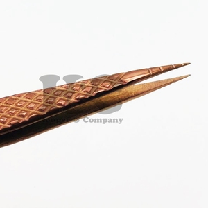 Pinces à épiler professionnelles de haute qualité, antistatiques, de précision, droites, en acier inoxydable, avec poignée diamantée et pointe dentelée - Product Image 5