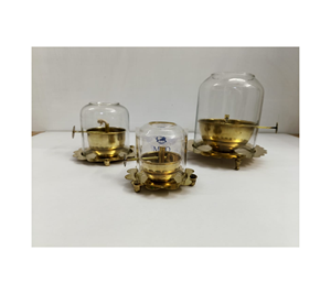 Candelabros de lámpara de aceite de Metal cilíndrico a prueba de viento Akhand Jyoti Diya de cristal dorado decorativo creativo para el hogar al por mayor - Product Image 6