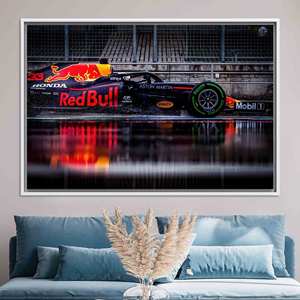 Printed Canvas: Tempered Glass F1 Car Wall Decor - Modern Artwork,WHITE <b>FRAMED</b> CANVAS - Product Image 1