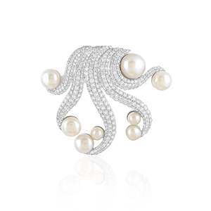 Octo Brooch Pin-Trendy Animal Number Zircon Pearl Brooch for Kids Party & Wedding <b>Gift</b> - Product Image 1