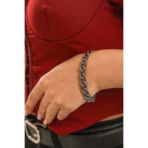 Bracelet tennis en or 14 carats avec pierres en zircon blanc, chaîne gourmet en argent, bijoux plaqués rhodium taille princesse - Product Image 1