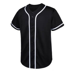 Vente en gros de chemises de baseball à col en V, sublimation, unies, vierges, pour adultes, boutonnées, uniformes de baseball, séchage rapide, maillot de baseball, logo brodé personnalisé - Product Image 3