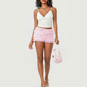 Pantalones cortos con diseño de logotipo personalizado para mujer, transpirables, recién llegados, para adultos, pantalones cortos con volantes para mujer - Product Image 2