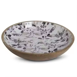 Vaisselle de qualité hôtelière pour la maison Fourniture de bols de service en bois de manguier imprimés à la main personnalisés disponibles - Product Image 1