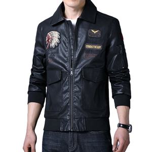 Black Premium Cow Skin <b>Canvas</b> Bomber Jacket Stylish Flight Style Unique Patches Full Zip Closure Waterproof Breathable - Product Image 4