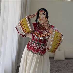 Nouvelle Arrivée Robes de Soirée Bohèmes Vintage en Velours Lourd Brodé pour Femmes, Tenues de Mariage Afghanes et Pakistanaises, Teintes Unies - Product Image 5