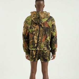 Service <b>Men's</b> Hoodies <b>Shorts</b> Sets Vintage Casual Camouflage Printing Boxy Zipper Vintage <b>Men</b> Hoodie <b>Shorts</b> Set - Product Image 2