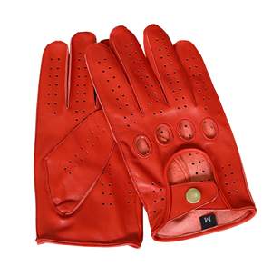 Gants de conduite en cuir perforé rouge classique de haute qualité pour hommes, respirant et élégant, idée cadeau - Product Image 2