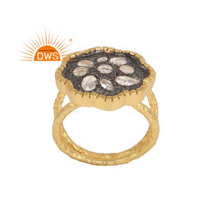 แหวนเงินแท้ชุบทอง 18K ประดับเพชร CZ ธรรมชาติ ดีไซน์วงแหวนแยกส่วน ขายดีที่สุด จากผู้ผลิตเครื่องประดับแฟชั่น - Product Image 1