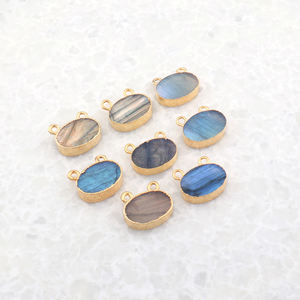 Meilleure vente naturel flashy labradorite double bélière collier connecteur laiton or plaqué tranchant bricolage à la main connecteurs - Product Image 3