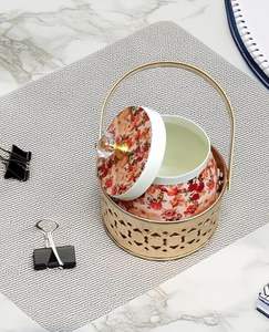 Ensemble cadeau de pot de récipient jetable avec la conception de Meenakari comprenant le panier et la boîte ovales en métal pour l'usage d'autocollant de retour - Product Image 3