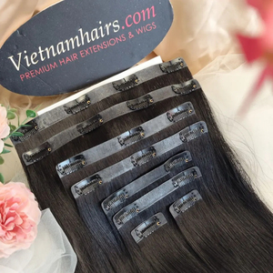 ผมแท้แบบคลิปอิน PU มีหลายสี-ผมมนุษย์อินเดียและเวียดนาม - Product Image 1