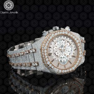 Charm_Jewells Luxury Women's Stainless Steel Watch 42mm Dial Sapphire Crystal <b>Chronograph</b> Quartz Movement Folding Clasp - Product Image 6