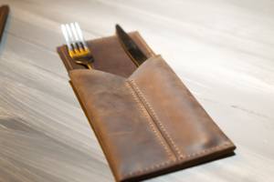 Leather Cutlery Spoon Bag Silverware Holders Restaurant Cutlery Holder <b>Sleeves</b> Utensil Organizer Spoon and Fork Holder - Product Image 6