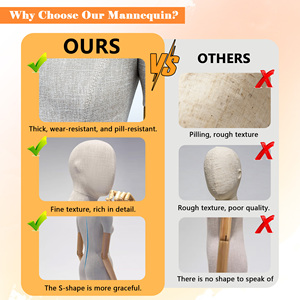 Mannequin Homme en Fibre de Verre Souple de Haute Qualité, Demi-Corps en Lin de Bambou, Tête et Bras Détachables, Pose Debout Beige, Support pour Couturiers - Product Image 5