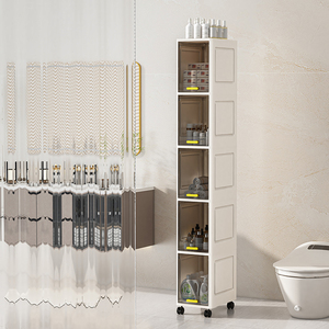 WANUO 3/4/5-Tier Kitchen <strong>Storage</strong> <strong>Cart</strong> Vertical Slim <strong>Storage</strong> Cabinet Plastic <strong>Storage</strong> <strong>Cart</strong> for Narrow Spaces - Product Image 4