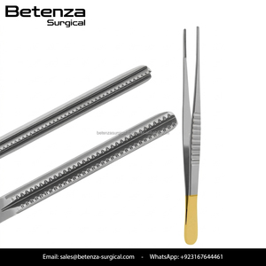 Pince à tissus DeBakey en acier inoxydable allemand, droite, 150 mm, à pointe fine, atraumatique, pour prélèvement vasculaire, avec embout de pouce - Product Image 2